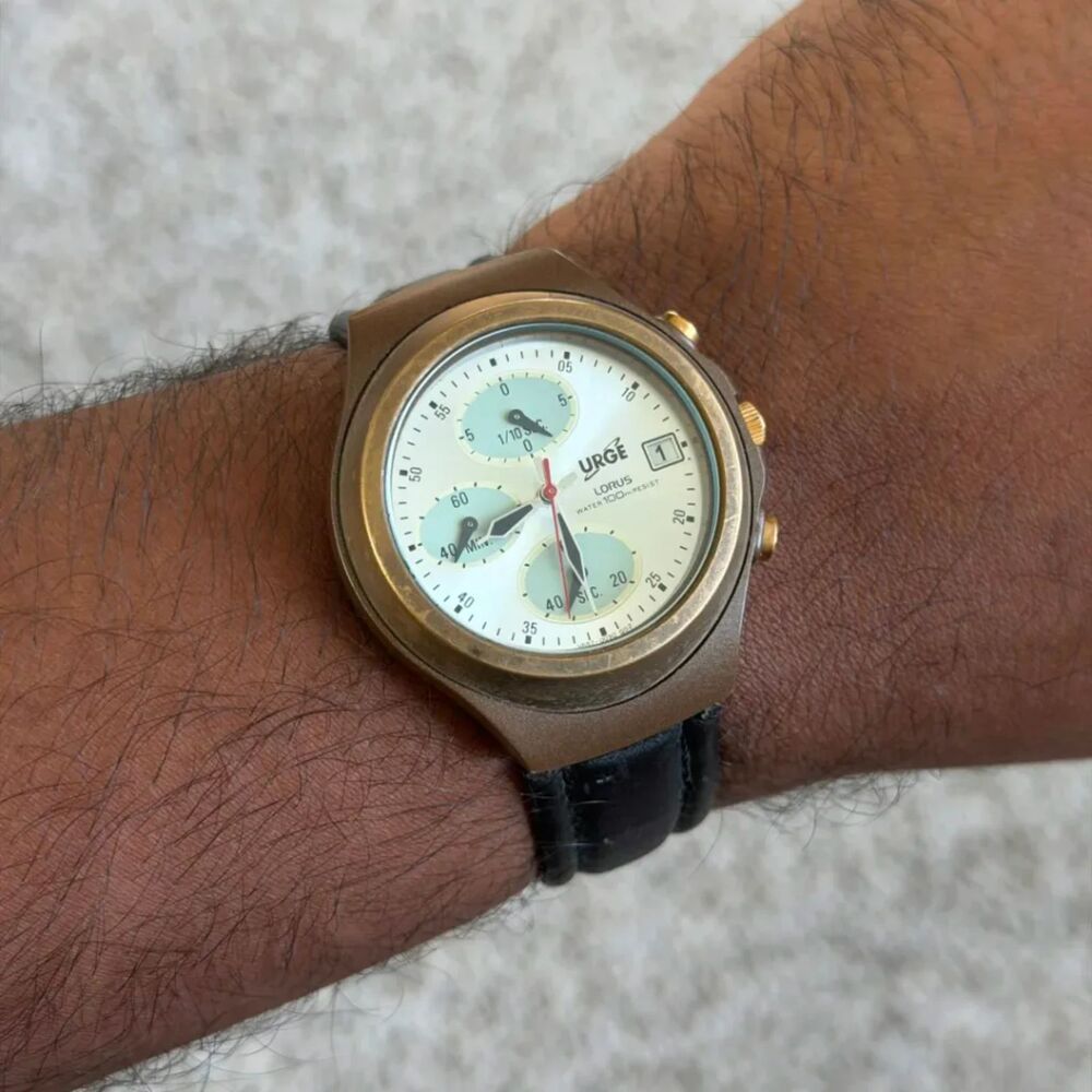 Vintage Lorus Urge Chronograph Watch V657 100M Water Resist Quartz